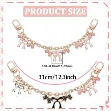 1/2pcs Black & Pink Bow Wallet Chain Pendant, Bow Bag Chain, Alloy Bag Strap Extender Chain With Enamel Pink Bow Pendant, Suitable For Wallets And Handbags - Multicolor - View 6