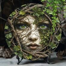 HELLOYOUNG Vintage Metal Tree Face Wall Art - 2D Flat Printed Retro Iron Wall Sign With 8 Inch Colorful Floral Design, Durable Indoor Outdo - Multicolor - View 5