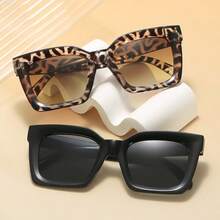 2pcs Women's Plastic Large Frame Rivet Bohemian Fashion Fashion Glasses Set, Suitable For Daily Use, Outdoor, Street Photography, Travel Accessories