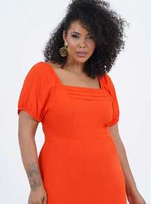 Women's Plus Size Midi Musical Dress - 橘色 - 查看 2