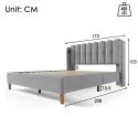 Upholstered Double Bed With USB Type-C Charging Function, Bed Frame With Slatted Base, Upholstered Bed In Grey, 160 X 200 Cm Bed Frame, Youth Bed For Bedroom/Guest Room - Linen Material - Grey - View 2