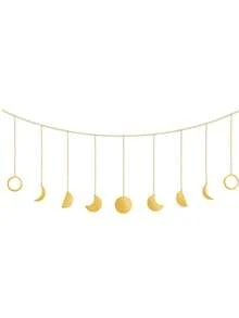 1pc Moon Phase Wall Decor, Gold Metal Boho Style Wall Hanging, Celestial Moon Phase Decoration, Bohemian Style, Suitable For Bedroom, Home, Living Room, Nursery - Gold - View 5