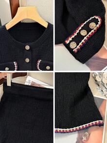 时尚纯色开衫＆飘逸短裙两件套