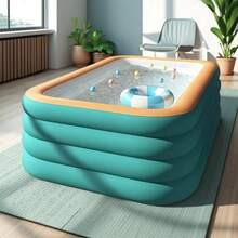 超大充气游泳池 120*68*27 英寸，加厚大尺寸成人使用，家庭后院游泳池，适用于花园、夏季水上乐园家庭戏水池，便携式简易游泳池