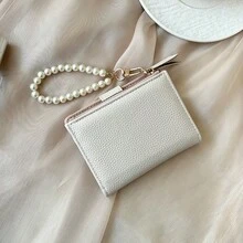 女士荔枝纹极简钱包 高品质对折多卡位拉链零钱包 女士钱包 小钱包 可爱钱包 手腕钱包 迷你钱包 女士钱包 - 彩色 - 查看 4