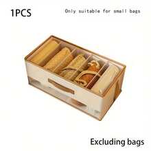 可折叠优雅白色手提包收纳袋，带透明窗口 - 多隔层设计，适用于手提包、鞋子和配饰 - 节省空间的衣柜和衣橱收纳整理盒，高档物品收纳盒，耐用隔板 - 彩色 - 查看 11