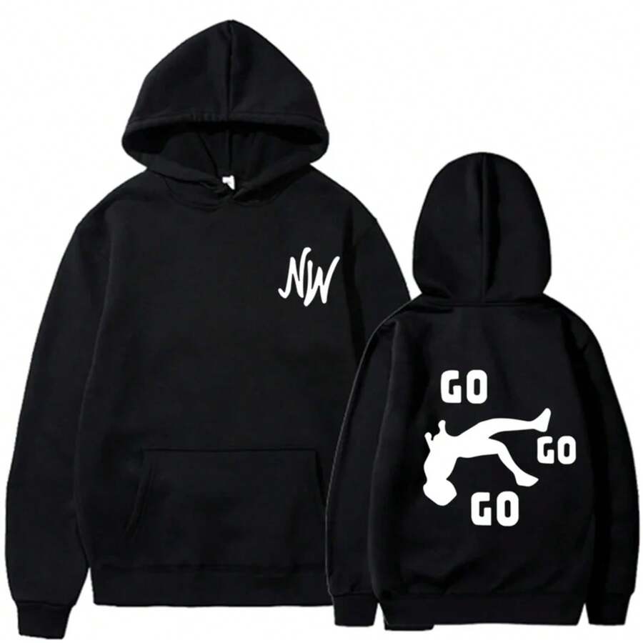 Printed Hoodie Sports Suit Men's And Women's Cartoon Hooded Sweater - màu đen - Xem 1