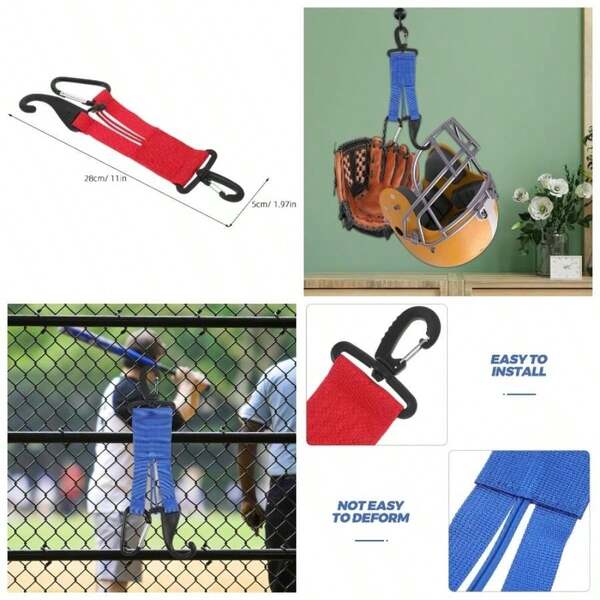 Soporte de Pared para Equipo de Bisbol 2 Piezas con Clips para Guantes y Ganchos para Casco Organizador Resistente para de Sftbol en Garaje Hogar y Escuela Color Rojo y