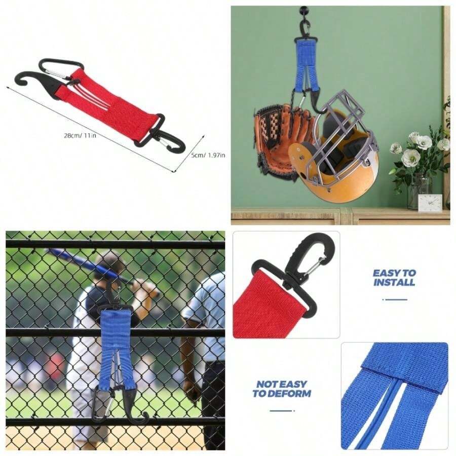 Soporte de Pared para Equipo de Bisbol 2 Piezas con Clips para Guantes y Ganchos para Casco Organizador Resistente para de Sftbol en Garaje Hogar y Escuela Color Rojo y - Colores surtidos - Ver 1