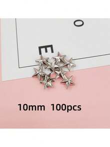 50/100pcs/Pack Silver Metal Star Studs, DIY Clothing Shoes Bags Accessories, Punk Leather Rivet Spike Buttons - Multicolor - View 11