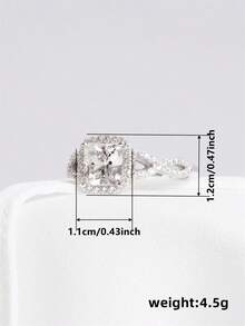 1 Chiếc nhẫn Cubic Zirconia quyến rũ dành cho phụ nữ dùng để trang trí tiệc cưới, đính hôn, quà tặng ngày lễ tình nhân - Bạc - Xem 7
