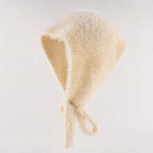 1pc New Simple French Headscarf Women's Autumn And Winter Warm Plush Knitted Triangle Scarf Sweet And Cute Lace-Up Cover Headband Women Bandanas Elegant Hair Accessories - Multicolor - View 3