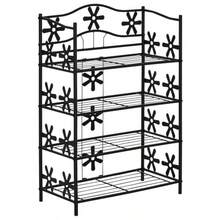 HOMCOM Small Shoe Rack, Compact Flower Stand, Plant Stand, Freestanding Shelf, 4 Tiers, Metal, Black, 59.5 X 30 X 92 Cm - Black - View 1