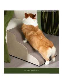 High-Density Foam Pet Stairs Anti-Slip Design 3 Steps Small Cat Dog Bed Sofa Access Removable Cover 36x56x35cm