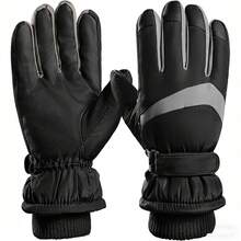 Women's Ski Gloves, Thick Warm Windproof Waterproof Touchscreen Motorcycle Cycling Gloves, Outdoor Winter Sports Skiing Gloves - Black - View 6