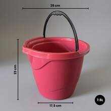 7.5 Liter Cleaning Bucket Set + Dish Soap Dispenser Sink Organizer For Home Use - 2 Buckets + 1 Red Detergent Dispenser - View 3