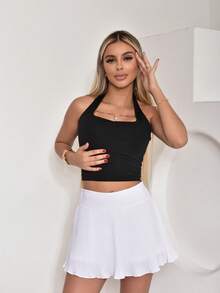 Blusa Frente Única Busto Forrado Top Costa Nua Suplex Cropped Feminino