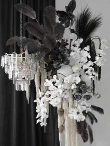 20支仿真蒲苇草装饰，高大假蒲苇花卉，大型人造蓬松草枝，可用于落地花瓶填充，打造波西米亚风家居装饰（黑色），适用于婚礼、派对、家居花瓶插花、婴儿派对装饰、派对用品、婴儿房装饰、生日装饰、家居装饰、DIY摄影道具。 - 彩色 - 查看 4