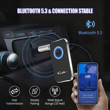 Bluetooth Receiver For Car, Noise Cancelling 3.5mm AUX Bluetooth Car Adapter, Wireless Audio Receiver For Home Stereo/Wired Headphones, Hands-Free Call, 16H Battery Life - Black+Silver - 黑色 - 查看 5