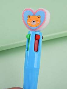 24pcs Valentine's Day Fun Kids Ballpoint Pens, 0.7mm Cute Animal Patterns, Multi-Color Retractable, 4-In-1, Valentine's Stationery, Party Favors, Student Supplies, Rewards - Multicolor - View 8