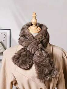1pc Women's Solid Color Faux Fur Scarf, Warm Thick Scarf For Winter - Multicolor - View 6