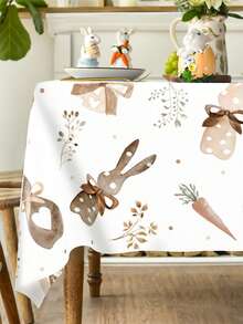 1 pièce Nappe jetable de Pâques 130*220cm, Nappe de table de Pâques heureuse avec un design mignon de lapin, d'œuf de Pâques et de carotte, Décoration de Pâques, Décoration de maison, Fournitures de fête de Pâques, Décoration de cuisine et de maison pour le jour de Pâques, Décoration de table, Décoration de printemps, Décoration du jour de Pâques heureux, Nappe de table de cadeau, bar, armoire