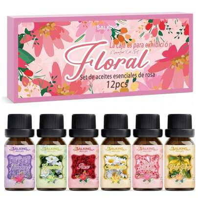 12 piezas, aceite esencial de incienso de rosas, extracción de plantas naturales, fragancia persistente, ambientador, comodidad física y mental para relajarse, adecuado para armarios, lámparas de incienso, estufas de incienso, muñecas de tela, humidificadores, barras de oxígeno, bolsos de flores secas, difusores de aceite esencial, hay una variedad de fragancias, juegos de cajas de regalo de Navidad