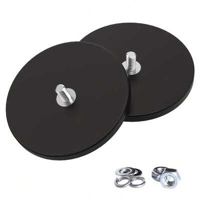 2pcs Heavy Duty Rubber Coated Mounting Magnets, Scratch-Resistant, Anti-Corrosion, Over 30lbs-120lbs Adhesive Force, With 1/4"-20 External Thread And Nut, Suitable For PTZ, Cameras, Magnetic Bases