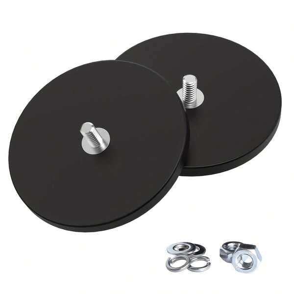 2pcs Heavy Duty Rubber Coated Mounting Magnets, Scratch-Resistant, Anti-Corrosion, Over 30lbs-120lbs Adhesive Force, With 1/4"-20 External Thread And Nut, Suitable For PTZ, Cameras, Magnetic Bases