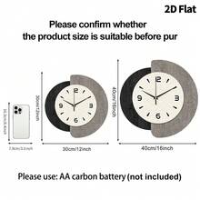 2D平面简约现代风格，撞色纹理圆形表盘挂钟，超静音石英机芯，无滴答声，适用于客厅、音乐室、卧室、厨房、咖啡厅装饰，是馈赠佳品和节日装饰的理想之选。 - 彩色 - 查看 3