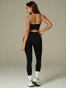 UONNOU 黑白运动套装 | 塑形瑜伽两件套 - 黑色 - 查看 12