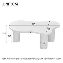 Irregular Cloud-Shaped Coffee Table, 107 Cm Long, 66 Cm Wide, 40.5 Cm High, MDF Top And PVC Legs, With Felt Pads - White - View 10
