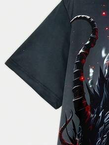 Men's Magma Dragon 3D Print T-Shirt - Short Sleeve Round Neck Casual Summer Tee With Black & Red Dragon Scale & Flame Design, Lightweight Breathable Shirt For Outdoor Activities, Gaming & Fantasy Events - Dragon Tattoo-Like Graphic Top, PLUS SIZE - 混合色 - 查看 5