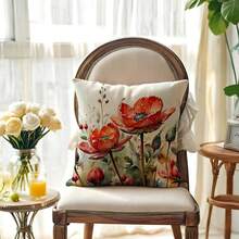 2 piezas Fundas de cojín con estampado de flor de amapola, fundas de cojín con tema natural, fundas de cojín con arte de acuarela para decoración del hogar primavera/verano, decoración de sofá o porche (floral rojo) (16in*16in 18in*18in 20in*20in) - Rojo - Ver 5