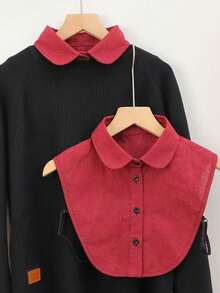 1pc Women's Red Gingham Faux Collar - Semi-Shirt Style Collar Accessory For Dresses & Tops, Elegant Grid Pattern, Hand Wash/Dry Clean, Versatile Fashion Upgrade, Outfit Enhancer, Sophisticated Design - Multicolor - View 3