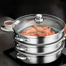 新款不锈钢蒸笼，加厚多层蒸笼，适用于家庭烹饪和炖煮，蒸盘，电磁炉，燃气灶，专用家用大容量鱼蒸笼，万圣节和圣诞节装饰