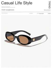 1 pieza Gafas de moda con montura ovalada, versátiles y adecuadas para la mayoría de los tipos de rostro, para uso al aire libre