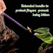 Stainless Steel Reptile Feeding Tongs With Rubber Tip - 10.6" Straight & Curved Tweezers For Aquariums & Crafts - Feeder Tools For Bearded Dragons & Lizards - Terrarium Tank Supplies - 2 Pack - Style A - View 2
