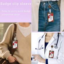 1pc (Badge Clip + Card Holder) Leopard Print ID Badge Holder Set, Retractable Teacher Badge Reel, Nurse Badge Clip With Rotating Clip, Detachable Lanyard, Suitable For Healthcare, Social Workers, Youth, Office Wear - Multicolor - View 3