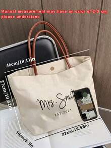 Custom Tote Bag,Personalised Signature Canvas Tote Bag With Name And Handle Birthday Bridesmaid Gift For Women,Perfect For Weddings, Bridal Parties & Travel - Ivory,Perfect Gift For Holiday/Thanksgiving Day/New Year Valentine's Day - Multicolor - View 7
