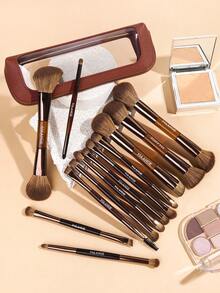 MAANGE 6/10/14pcs Soft Natural Synthetic Makeup Brush Set, Includes Face Brush, Powder Brush, Blush Brush, Concealer Brush, Contour Brush, Nose Brush, Highlighter Brush, Foundation Brush, Detail Brush, 2-In-1 Portable Multifunctional Makeup Brushes, Suitable For Home Or Travel, Essential For Makeup, Great Gift - Brown - View 7
