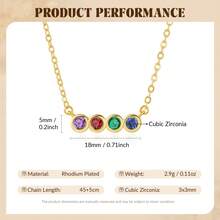 1pc Personalized Birthstone Necklace, Mother's Day Gift, Customizable Name, Gift For Girlfriend, Family, Mother, Best Friend, Birthday - Gold - View 7