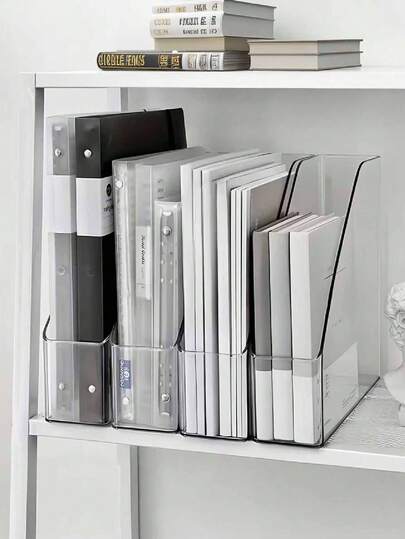 1/2/4件装透明亚克力书架，透明文件架，桌面文件收纳架 - 多功能办公用品收纳架，立式书架和文具架，桌面文件文件夹支架，节省空间的书架，适用于家庭和学校，返校用品，A4纸文件文件夹，家庭办公室、宿舍或教室收纳整理，宿舍储物整理，现代书架，坚固耐用，家用、办公多用途文件盒