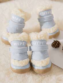 4pcs Dog Paw Protector Boots, Dog Snow Boots With Hip Hop Letter Print, Suitable For Small Dogs, Anti-Slip Dog Shoes, Warm And Waterproof Winter Sports Shoes, Suitable For Hardwood Floors And Outdoor Walking - Multicolor - View 5