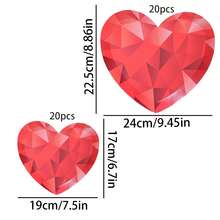 10pcs/20pcs/40pcs/50pcs,Red Valentine's Day Heart-Shaped Disposable Paper Dessert 7inch And 9inch Plates,Chic Red Geometric Faceted Heart Paper Plates,Disposable Party Tableware For Valentine's Day, Wedding Cocktail Hour, Romantic Date Night Celebration - Multicolor C - View 9