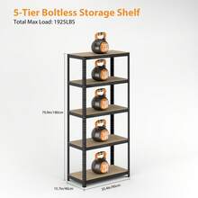 Royalswill Heavy-Duty Multi-Purpose Shelving, 150 Cm/180 Cm Screw-Free Storage Racks, Industrial Storage Racks, Extremely High Load-Bearing Capacity, Adjustable Shelves, Suitable For Living Rooms, Kitchens, Garages, Workshops, Supermarkets And Shops - 黑色 - 查看 2