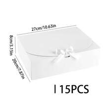 3/5/15PCs Gift Boxes With Lids, White Black 10.6X8X3.2 Inch Gift Boxes, Bridesmaid Proposal Box With Ribbon, Kraft Paper Boxes For Wedding, Packaging, Present, Birthday, Christmas, Party - White - View 11