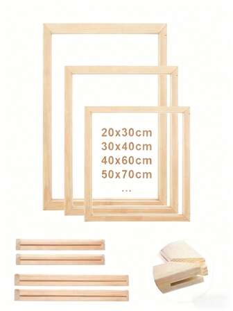 1 set Marcos de madera DIY 40x60cm 30x40 25x35cm 35x55cm 35x45cm 40x50cm para lienzo, pintura al óleo, pintura de diamantes, tiras de madera con mortaja y espiga, pincelada gruesa, marco de seda tensada, ejercicios, marco interior de madera para decoración del hogar, sala de estar, dormitorio, regalos de cumpleaños y graduación