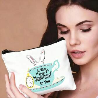 Bolsa de cosméticos con estilo de dibujos animados - Bolsa de almacenamiento de tela versátil, duradera y resistente a la decoloración, regalo de moda, cierre de cremallera conveniente, bolso organizador de artículos de tocador - Bolso multiusos - Regalo ideal para mujeres - El mejor regalo para tu mejor amiga