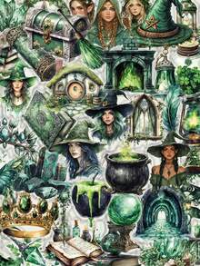 50pcs Forest Witch Creative Fun Stickers DIY Decorative Luggage Guitar Notebook Stickers - Multicolor - View 2